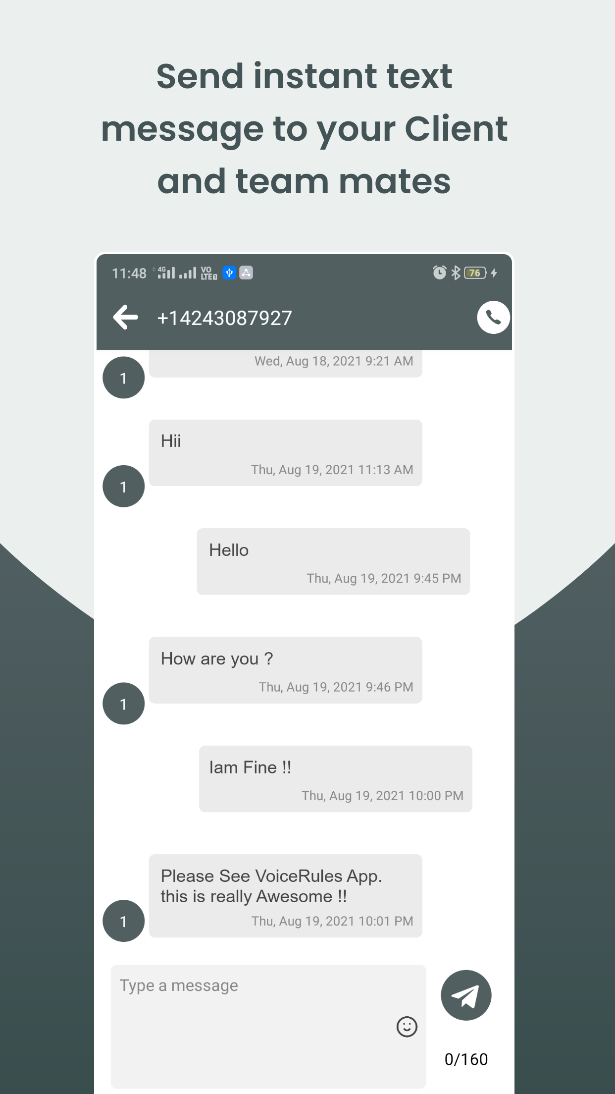 VoiceRules App text message